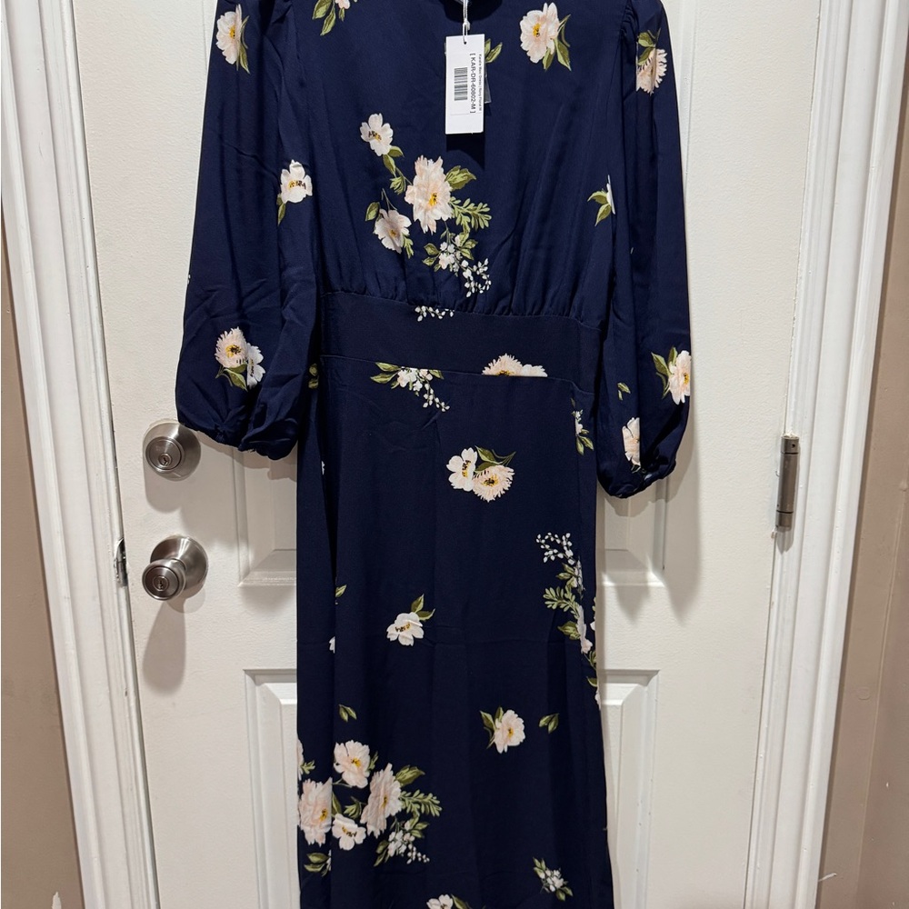 Baltic Born Karalie  Maxi Navy Floral Long Sleeve Dress